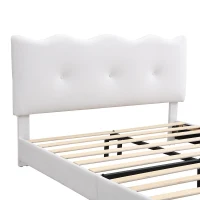 Lit rembourré 140x200 cm, Tête de lit réglable, sans matelas, Blanc(m-6)