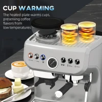 HOMCOM 15 Bar Coffee Machine, with Adjustable Grind, Steamer and Accessories - Silver Colour(m-8)