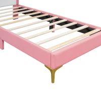 Cama acolchada 90×200 cm, con cabecera cómoda, sin colchón, Rosa(m-7)