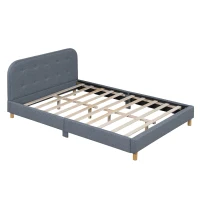 Lit rembourré en lin de 140×200 cm, sans matelas, Gris(m-10)