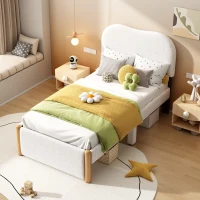 Lit rembourré 90x200 cm, avec tête de lit blanche, sans matelas, Blanc(m-1)