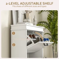 HOMCOM Two-Drawer Minimalistic Shoe Storage Cabinet, for 10 Shoes(m-5)