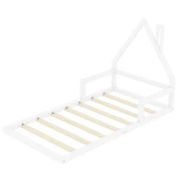 Letto Montessori a Forma di Casetta con Doghe in Legno, Letto per Cameretta per Bambini 4+ Anni, Senza Materasso, 90x200 cm, Bianco(m-9)