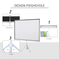HOMCOM Schermo di Proiezione 100 Pollici con Treppiedi Formato 4:3(m-4)