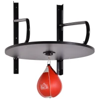 HOMCOM Pera de Boxe com Suporte de Parede com Plataforma Ajustável em Altura Suporte Giratório e Insuflador 60x73x80 cm Vermelho e Preto(m-11)