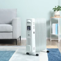 HOMCOM 2000W Digital Oil Filled Radiator, 9 Fin, Portable Electric Heater with LED Display, Timer, 3 Heat Settings, Safety Cut-Off and Remote Control, White(m-12)