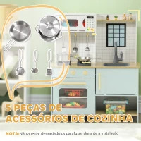 AIYAPLAY Cozinha de Madeira para Crianças acima de 3 Anos Cozinha de Brincar Infantil com Som Fogão Lavatório Micro-Ondas e Acessórios Azul(m-5)