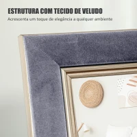 HOMCOM Espelho de Pé 50x150 cm Espelho de Corpo Inteiro com Estrutura em Veludo e Suporte para Sala de Estar Dormitório Cinza(m-6)