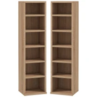 HOMCOM Estante para CD ou DVD com 12 Compartimentos para 204 CDs e Prateleira Ajustável 2 Unidades 21x22,5x88,5 cm Madeira(m-11)