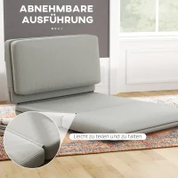 HOMCOM 2-w-1 składany fotel do relaksu, mata dla gości, podzielny, szerokość 120 cm, Jasnoszary(m-6)