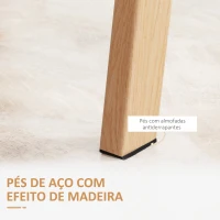 HOMCOM Mesa de Jantar para 6 Pessoas com Bancada de Vidro Temperado e Pés de Aço com Efeito de Madeira 150x75x76 cm Transparente e Madeira(m-6)