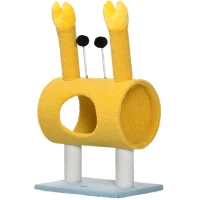 PawHut Árvore Arranhador para Gatos Postes com Forma de Caranguejo com Orifício e Bolas Divertidas 40x29x72cm Amarelo(m-11)
