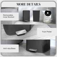 HOMCOM 12L Modern Boxy Metal Home Kitchen Bin - Black(m-7)