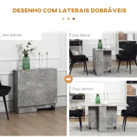 HOMCOM Mesa de Sala de Jantar Dobrável com 2 Prateleiras de Armazenamento e Rodas para Cozinha 75x140x74 cm Cinza(m-4)