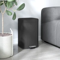 HOMCOM 20L Modern Boxy Metal Home Kitchen Bin - Black(m-8)