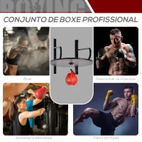 HOMCOM Pera de Boxe com Suporte de Parede com Plataforma Ajustável em Altura Suporte Giratório e Insuflador 60x73x80 cm Vermelho e Preto(m-5)