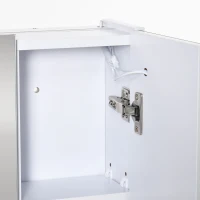 kleankin Armário Casa de Banho com Espelho e Luzes LED Armário com Espelho Casa de Banho com Prateleiras Ajustáveis e USB 90x15x75 cm Branco(m-9)