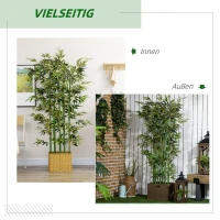 HOMCOM Kunstmatige Bamboe, Kunstplant, Decoratieplant, Echt Uiterlijk, Onderhoudsvriendelijk, Voor Thuisgebruik, 180 cm Hoog, Groen(m-5)