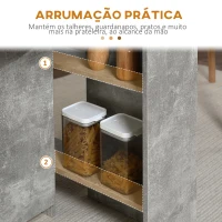 HOMCOM Mesa de Sala de Jantar Dobrável com 2 Prateleiras de Armazenamento e Rodas para Cozinha 75x140x74 cm Cinza(m-5)