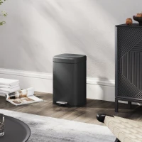 HOMCOM 20L Modern Boxy Metal Home Kitchen Bin - Black(m-10)