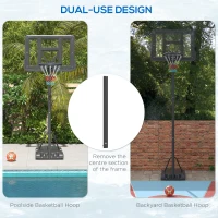 SPORTNOW Cos de baschet  reglabil pe inaltime pentru gradina piscina baza umpluta spatiu pentru minge cos baschet exterior inaltime reglabila cos de baschet pentru adulti plasa pentru cos de baschet postament cu roti panou pe structura otel(m-4)
