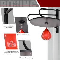 HOMCOM Pera de Boxe com Suporte de Parede com Plataforma Ajustável em Altura Suporte Giratório e Insuflador 60x73x80 cm Vermelho e Preto(m-4)