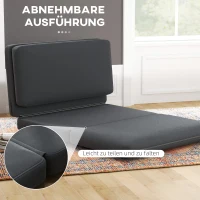 HOMCOM 3-w-1 Składany Fotel Relaksacyjny, Materac dla Gości, Dzielony, Szerokość 138 cm, Ciemnoszary(m-6)