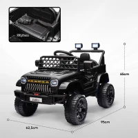 AIYAPLAY Carro Elétrico para Crianças Carro Elétrico Infantil UTV 12V com Velocidade Ajustável USB e Faróis  95x62,5x65 cm Preto(m-3)