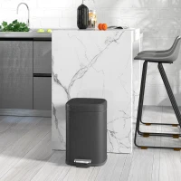 HOMCOM 12L Modern Boxy Metal Home Kitchen Bin - Black(m-2)
