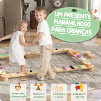 AIYAPLAY Traves de Equilíbrio Jogo de Equilíbrio de Madeira para Crianças acima de 3 Anos para Interior e Exterior Multicor(m-4)