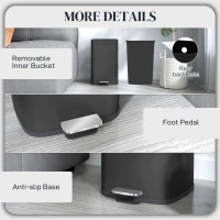 HOMCOM 20L Modern Boxy Metal Home Kitchen Bin - Black(m-7)