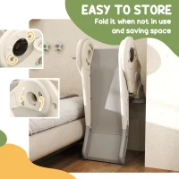 AIYAPLAY 3 in1 Kids Slide with Basketball Hoop, Climber, Anti-slip Steps for Toddlers Age 2-5, Cream White(m-6)