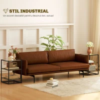HOMCOM Set 2 Măsuțe  cu 3 Niveluri și Bază Înălțată, Măsuțe din Lemn, Metal și Blat din Sticlă Călită, 37x40x55,5 cm, Maro(m-4)