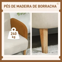 HOMCOM Sofá de 2 Lugares Estofado em Veludo Sofá de Sala de Estar com Apoio para os Braços e Pés de Madeira Sofá Pequeno 130x74x76 cm Bege e Ocre(m-6)