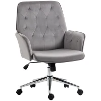 Vinsetto Linen Computer Chair with Armrest, Modern Swivel Chair with Adjustable Height, Dark Grey(m-13)