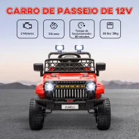 AIYAPLAY Carro Elétrico para Crianças Carro Elétrico Infantil UTV 12V com Velocidade Ajustável USB e Faróis  95x62,5x65 cm Vermelho(m-4)