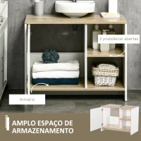 kleankin Móvel para Lavatório Pousar Móvel Casa de Banho Moderno com Prateleiras Abertas e Armário 77x45x60 cm Branco e(m-5)