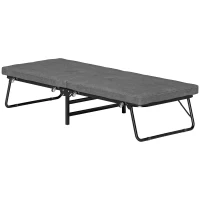 HOMCOM Cama Dobrável 70x180 cm com Colchão de Espuma Cama Dobrável com Encosto Ajustável em 5 Posições e Rodas Cinza(m-10)
