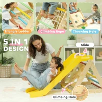 AIYAPLAY Set 5 în 1 pentru Cățărat pentru Copii cu Triunghi Montessori cu Frânghie, 119x63x61 cm, Multicolor(m-4)
