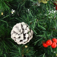 HOMCOM set van 2 kerstbomen mini kunstkerstboom met rode bessen LED IP44(m-10)