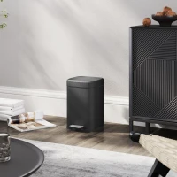 HOMCOM 12L Modern Boxy Metal Home Kitchen Bin - Black(m-10)