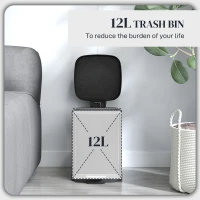 HOMCOM 12L Modern Boxy Metal Home Kitchen Bin - Black(m-4)