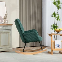 HOMCOM Schommelstoel met Beukenhouten Glijders, Dikke Bekleding, Donkergroen, tot 120 kg(m-7)