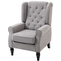 HOMCOM Accent Armchairs for Living Room, Fabric Tufted with Extra Wide Seat, Wooden Legs, Grey