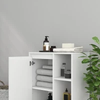 HOMCOM Móvel Auxiliar de Casa de Banho Armário Casa de Banho com Prateleiras Abertas Porta e Prateleira Ajustável 53x30x80 cm Branco(m-8)
