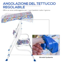 Outsunny Dondolo da Giardino per Bambini a 2 Posti con Cintura di Sicurezza e Tettuccio, 110 x 70 x 110cm(m-5)