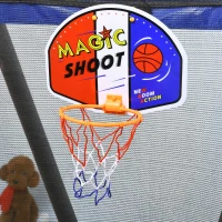 ZONEKIZ Trampolim Infantil Ø140x155 cm Trampolim para Crianças de 3-10 Anos com Cesta de Basquetebol e 20 Bolas de Plástico Azul(m-8)