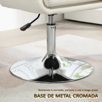HOMCOM Cadeira de Escritório Giratória 360° Tamborete de Bar Cozinha Cabeleireiro com Encosto Envolvente Altura Ajustável 60x60x79-91 cm Branco(m-7)
