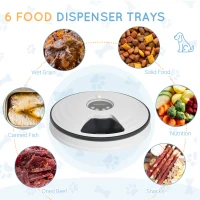 PawHut Automatic Pet Dog Cat Feeder w/ Digital Timer Six-Meal Food Dispenser(m-6)
