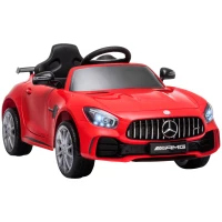 HOMCOM Masinuta Electrica pentru Copii 12V cu Licenta Mercedes-AMG GTR, Viteza 3-5km/h si Telecomanda, 105x58x45 cm, Rosu(m-1)